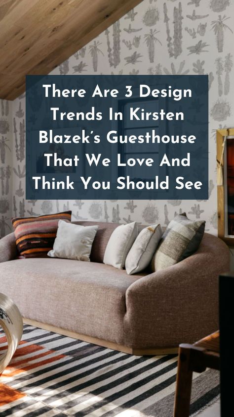 There Are 3 Design Trends In Kirsten Blazek's Guesthouse That We Love And Think You Should See - Emily Henderson | guesthouse renovation, guesthouse design, home renovation Kirsten Blazek, Art Placement, Wood Cladding, Emily Henderson, Pattern Texture, Tiny Bathroom, Wood Ceilings, Glass Artists, Pattern Mixing