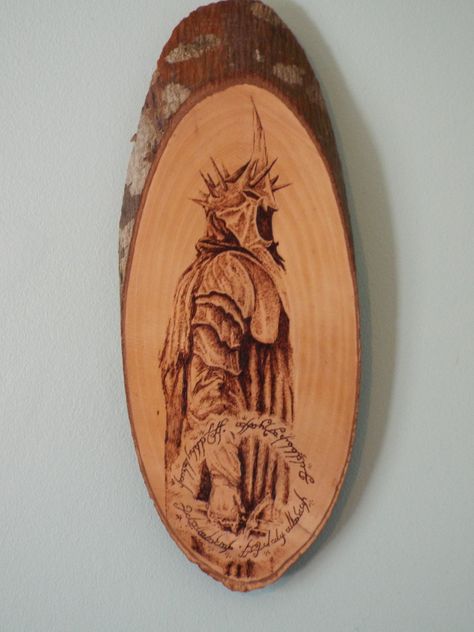 Witch King of Angmar from the Lord of the Rings movies pyrography/woodburning piece done by me Lord Of The Rings Wood Burning, Lotr Pyrography, Witch King Of Angmar, Witch King, Wood Burning Stencils, Coaster Ideas, Wood Burning Crafts, Dragon Rider, The Lord Of The Rings