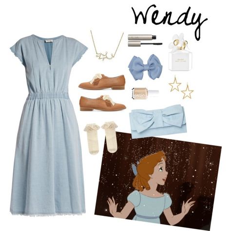 Wendy Disneybound Disneybound Wendy Darling, Disney Bounding Wendy, Wendy Darling Disneybound, Wendy Disneybound, Group Disneybound, Wendy Costume, Peter Pan Outfit, Monster High Halloween Costumes, Disney Character Outfits