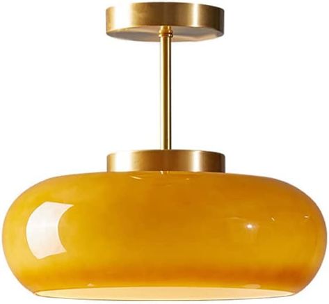 Fieewealth American Retro Style E26/E27 Semi Flush Mount Ceiling Light Glass Lampshade Ceiling Light 11 Inch Light Fixtures Ceiling Mount Ceiling Light for Balcony Hallway Corridor, Orange - - Amazon.com Orange Ceiling Light, 70s Ceiling Light, Hallway Ceiling, Yellow Ceiling, Retro Ceiling Lights, Hallway Corridor, Rose Street, Gold Ceiling, Glass Light Fixture