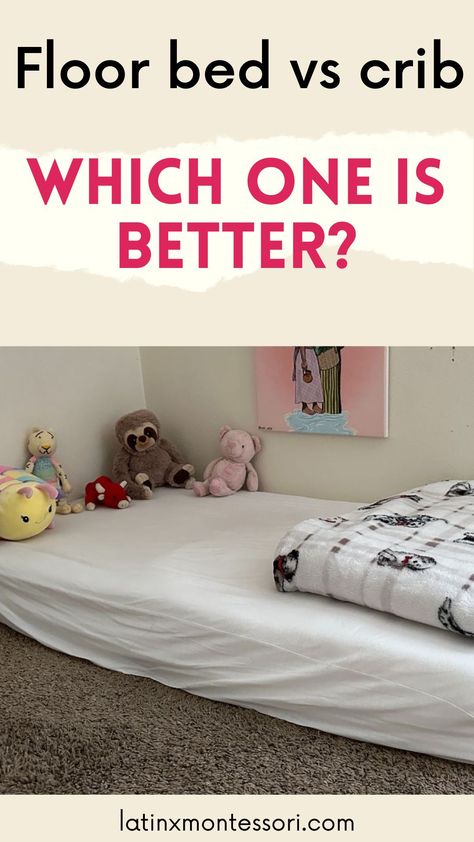 Montessori Floor Beds vs Cribs: Which one is better? Most parents choose a crib for their baby but you should learn about Montessori floor beds and compare the benefits of each option. Floor Bed Infant, Montesorri Bed, Bed On Floor, Floor Beds, Cosleeping Bed, Montessori Floor Bed, Sleeping Tips, Sleep On The Floor, Sleep Tips