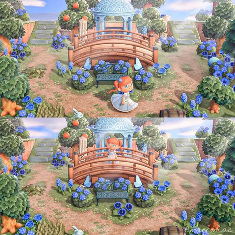 Acnh Blue Clothes, Nintendo Switch Animal Crossing, Animal Crossing 3ds, Animals Crossing, Animal Crossing Guide, Animal Crossing Wild World, Island Theme, Flower Garden Design, Fantasy Island