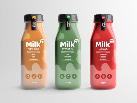 MilkUp! on Packaging of the World - Creative Package Design Gallery Logo Minuman Design, Label Minuman, Label Botol, Dairy Products Packaging Design, Yogurt Packaging, Milk Brands, Milk Packaging, Drinks Packaging Design, Juice Packaging