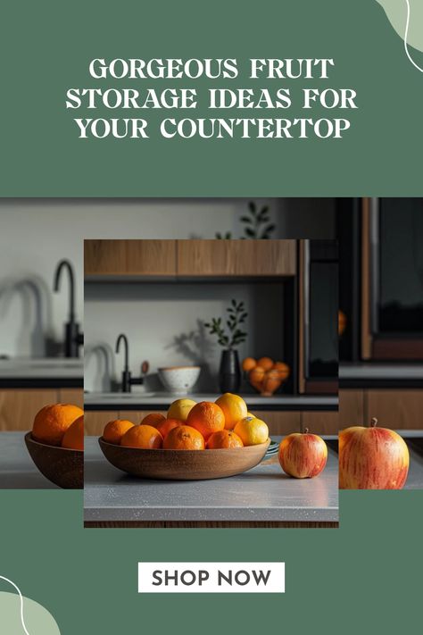 Transform your kitchen with these stunning countertop fruit storage ideas! Explore functional yet beautiful options that not only keep your fruits organized but also add a pop of color to your space. From decorative baskets to elegant bowls, these unique ideas suit any kitchen decor style and help maintain fresh fruits within reach. Ideal for fruit lovers looking for practical solutions, this guide showcases 5 creative ways to display fruits that enhance kitchen aesthetics while encouraging a healthy snacking habit. Discover the perfect storage style today! Counter Top Fruit Storage Ideas, Fruit On Counter, Fruit Storage Ideas, Countertop Fruit Storage, Modern Kitchen Organization, Kitchen Fruit Storage, Tiered Fruit Basket, Kitchen Decor Styles, Kitchen Aesthetics