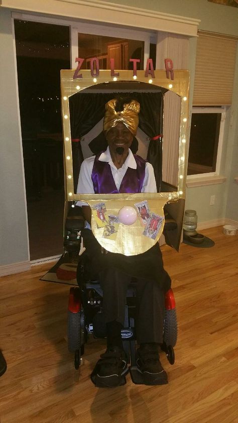 Zoltar Fortune Teller wheelchair costume Zoltar Fortune Teller, Adaptive Fashion, Wheelchair Costumes, Fortune Teller, Halloween Theme, April Fools, Cosplay Ideas, Halloween Costumes Women, Some Ideas