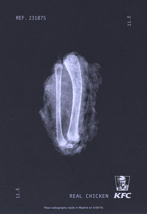 KFC Outdoor Advert By PS21: Chicken X-Rays | Ads of the World™ Kfc Advertising, Current Graphic Design Trends, Chicken Hamburger, Peter Walsh, Ray Film, Kfc Chicken, Ad Of The World, X Rays, Think Fast