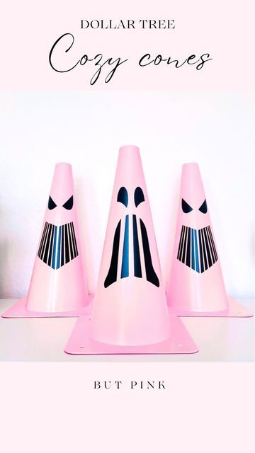 Pink Jasmin | Easy DIY Crafts on Instagram: "DIY Dollar 25 Tree Disneyfied Cars Land spooky cones! They sell mini cones and SOMETIMES you can find the full size cones for $1.25! All you need is… 👻 Traffic Cones 👻 Spray paint 👻 Clear Sealer 👻 vinyl to cut out the face shapes 👻 Or black paint to paint them on @disneyparks @disneyland" Mini Cones, Cars Land, Instagram Diy, Disney Halloween, Easy Diy Crafts, Halloween Ideas, Black Paint, Spray Paint, All You Need Is