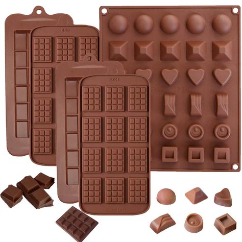 PRICES MAY VARY. ❤️YOUR GREAT VALUE CHOCOLATE MOLDS SET,our silicone mold set including 2 pack chocolate bar molds,2 pack mini waffle chocolate molds,and 1 piece 30-cavity silicone chocolate mold in 6 different shape,you can make more desired sweets at a time with these candy molds. ❤️NICE CANDY BREAK APART MOLDS,100% food grade silicone, BPA free, heat-resistant temperature is -104℉ to 446℉ (-40℃ to 230℃), fit for oven, microwave and dishwasher, dishwasher and fridge. ❤️NON-STICK & EASY RELEASE Bounty Chocolate, Chocolate Bar Molds, Candy Making Supplies, Energy Bar, Silicone Chocolate Molds, Jelly Cake, Chocolate Food, Candy Jelly, Cute Baking