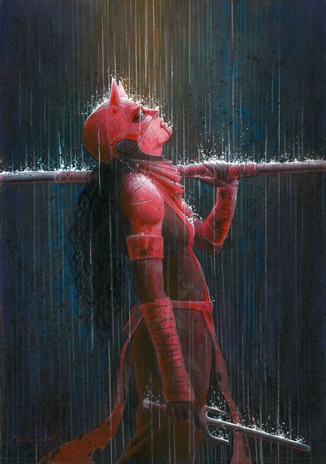 Mario Maundrell on Twitter: "Daredevil (Elektra Natchios) Ink, watercolor, gouache and colored pencil on watercolor paper (with a little digital retouch)… https://t.co/n3JsgAleA5" Lady Hellbender, Elektra Daredevil, Daredevil Costume, Marvel Elektra, Daredevil Elektra, Elodie Yung, Elektra Natchios, Daredevil Comic, Ink Watercolor