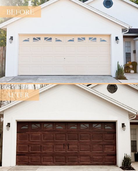 Door Remodel, Diy Garage Door Makeover, Faux Wood Garage Door, Garage Door Colors, Metal Garage Doors, Garage Door Paint, Garage Door Types, Garage Door Styles, Front Door Makeover