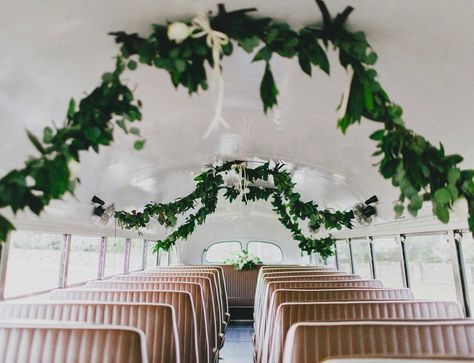 Bus! Bus Decorations, Blue Peach Wedding, Wedding Hacks, Wedding Transportation, Transport Companies, Party Bus, Peach Wedding, Wedding Organization, The Guest