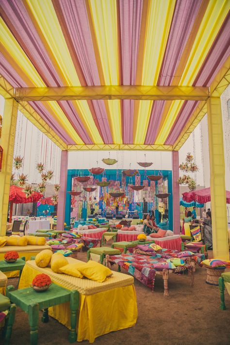 Indian Wedding ceremony design decor decorations ideas inspiration colors colorful |Stories by Joseph Radhik Mehndi Decoration Ideas, Mehndi Function, Mehendi Decor Ideas, Indian Theme, Marriage Decoration, Mehndi Decor, Ceremony Design, Dekor Diy, Big Fat Indian Wedding