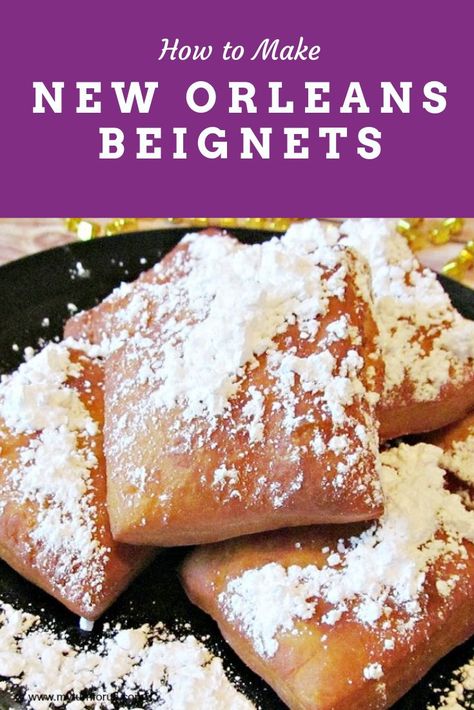 Wish to know how to make beignets like the French Quarter Beignets?   Then make these New Orleans beignets with this easy beignet recipe.   They are a must-try New Orleans Pastry! #FrenchQuarterBeignets #NewOrleansBeignets #BeignetRecipe #NewOrleansPastry #MyTurnforUs #HowToMakeBeignets Begneits Recipe New Orleans, Benyas Recipe New Orleans, Beignets New Orleans, Beneights Recipe New Orleans, Begneits Recipe, Binet Recipe New Orleans, Beignet Recipe Easy, Benyas Recipe, Beignet Recipes