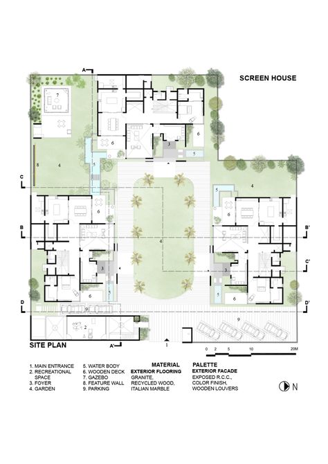 Grid Architects, Site Plan Design, Apartemen Studio, Architecture Site Plan, Hotel Floor Plan, Screen House, Plans Architecture, Villa Plan, Site Plans