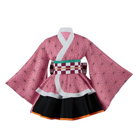 Nezuko Dress, Inosuke Costume, Kimono Dress Outfit, Anime Zenitsu, Kimono Skirt, Otaku Clothes, Demon Cosplay, Nezuko Cosplay, Kamado Tanjirou