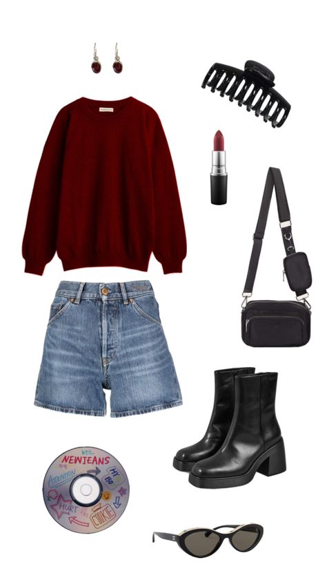 #red #jeans #boots #black #earings #outfit #vibes #fashion #cute #outfitinspo #vintage #beauty #music #disco #cd #lipstick #redlipstick #sunglasses #vibes #aesthetic Red Lipstick Outfit, Disco Cd, Jeans Boots, Red Jeans, Closet Fashion, Vintage Beauty, Boots Black, Fitness Inspo, Everyday Outfits