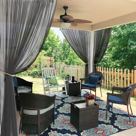 Mosquito Proof Patio, Pool Hut, Screen Porch Panels, Small Back Porches, Gazebo Pavilion, Black Sheer Curtains, Window Porch, Porch Pergola, Mosquito Curtains