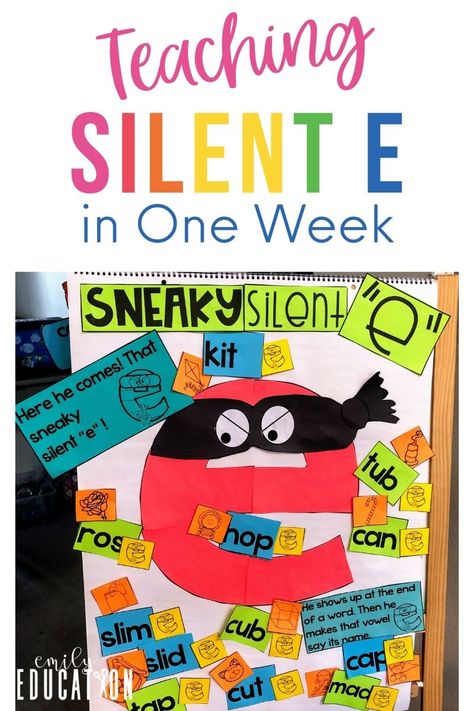 Silent e and sneaky e teaching tips. How To Teach Silent E, Teaching Silent E, Teaching Magic E, Magic E Activities First Grade, Kindergarten Vowels, Silent E Activities, Sneaky E, Vowels Kindergarten, Eng Learning