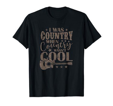 PRICES MAY VARY. Casual image theme in the category Country music. Additional words are singer, cowboy and guitar. Nice grafic for Fans of lively rhythms with the title: I was country when country wasn't cool USA. Country music is a genre that is characterized by different styles and has a rich culture and history. It is known for its authentic lyrics and the passion of the artists and can be experienced by attending concerts or dancing. Lightweight, Classic fit, Double-needle sleeve and bottom Usa Country, Cute Country Outfits, Country Music Singers, Cute N Country, Country Shirts, Shirts Funny, The Passion, Country Outfits, Music Is