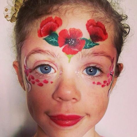 Poppies Poppy Face Paint, Frozen Face Paint, Face Painting Tips, Frozen Face, Kids Face Paint, Face Paintings, Facepainting Ideas, Facepaint, Paint Art