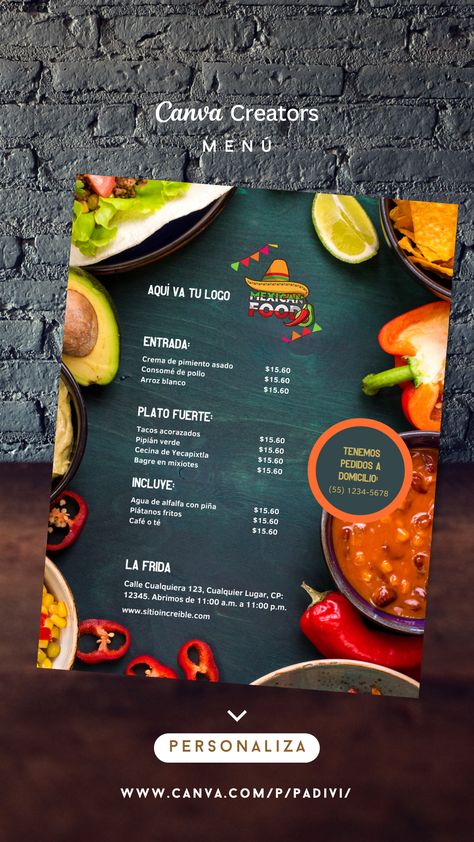 Abre, personaliza e imprime este Menú para comida de Cuernavaca. También lo puedes adaptar a otra temática, menú o comida. mexico mexico comidas mexico aesthetic cuernavaca mexico menu #canvacreator #canvacreators #canva #plantillascanva #canvaplantillas #canvadiseño #diseñocanva #mexico #comidamexicana #mexicanartprint #mexicoartprint #mexicomediosimpresos #mexicopublicidad #menu Menue Design Ideas Creative, Mexican Menu Design, Taco Birria, Restaurant Campaign, Comida Mexicana Ideas, Mexican Restaurant Menu, Mexican Food Menu, Tacos Menu, Mexico Aesthetic