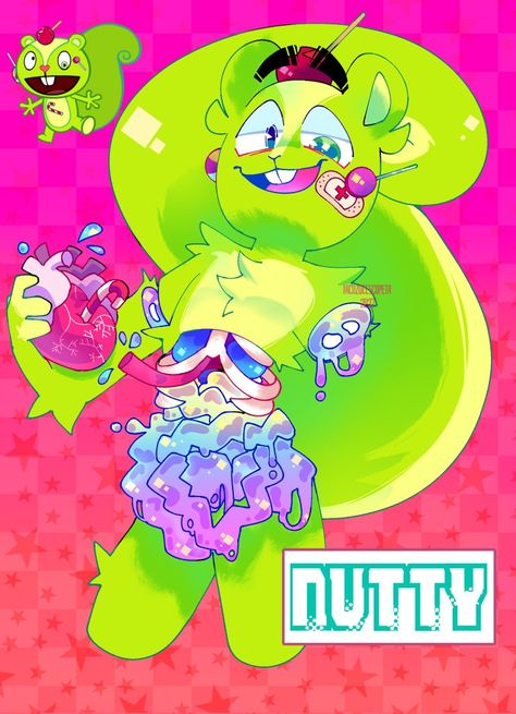 Silly Gore Art, Candy Gore Art, Happy Three Friends, Nutty Htf, Happy 3 Friends, Eyestrain Art, Candy Gore, Happy Tree Friends Flippy, Walpapers Cute