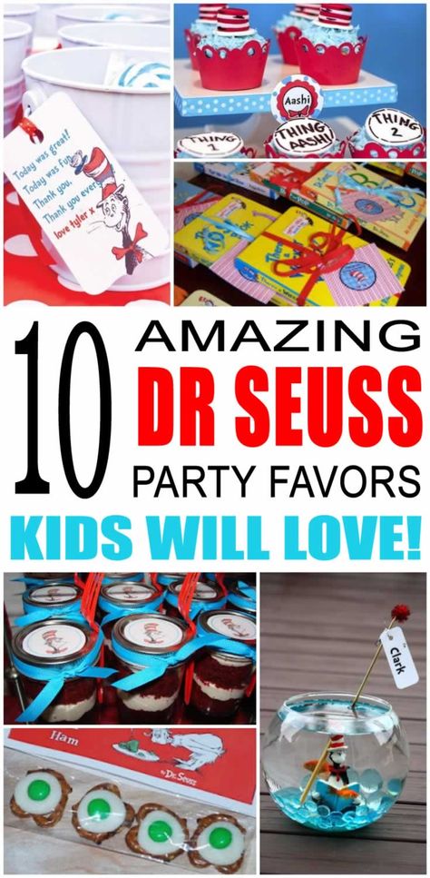 Dr Seuss Party Favor Ideas - Kid Bam Dr Seuss Party Favors, Best Friend Diy, Kindergarten March, Hunter Birthday, Teen Girl Birthday Party, Christmas Presents For Teachers, Dr Seuss Party, Girl Birthday Party Favors, Dr Seuss Birthday Party