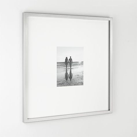 Brushed Silver 8x10 Gallery Frame | Crate and Barrel Frames Above Bed, Deep Shadow Box, Hallway Art, Gallery Frames, Display Photos, Silver Frames, Wedding Registry, Gallery Frame, Front Room