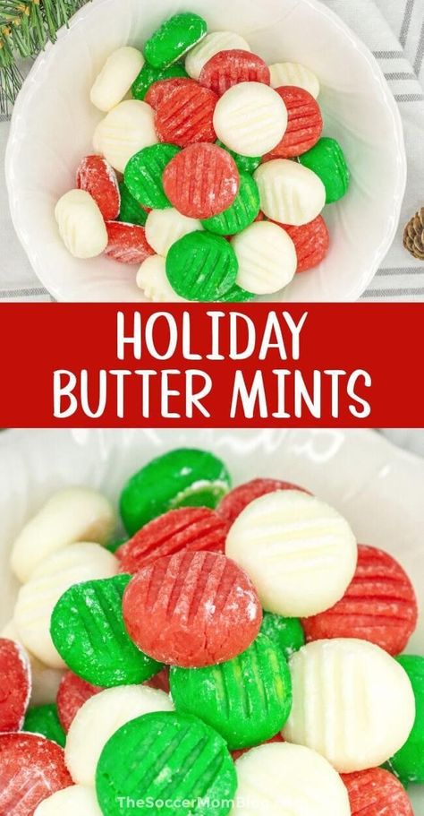 These old-fashioned cream cheese mints are a nostalgic Christmas candy recipe made with just 5 simple ingredients! This classic recipe with a fun holiday twist will be a favorite on your holiday dessert table! Try this recipe today! Cream Cheese Mints Recipe, Old Fashioned Christmas Candy, Classic Christmas Recipes, Vintage Christmas Candy, Christmas Potluck, Yummy Candy, Cream Cheese Mints, Butter Mints, Holiday Desserts Table