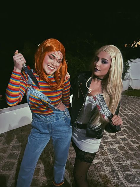 Chucky And Annabelle Costume, Chucky Y Tiffany Disfraz, Chucky And Tiffany Costume Best Friends, Chucky Outfit, Chucky And Tiffany Costume, Tiffany Costume, Chucky And Tiffany, Chucky Halloween, Halloween Costumes 2022