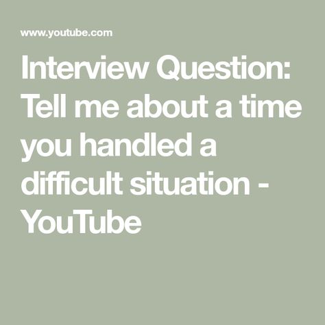 Interview Answers Examples, Hard Decisions, Interview Answers, Interview Advice, Resume Skills, Stressful Situations, Interview Questions, Small Business Ideas, You Youtube