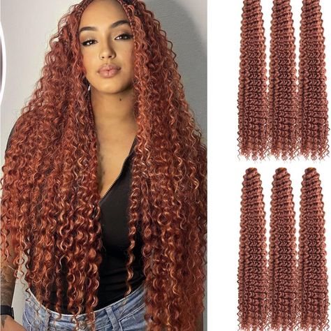 28inch 6packs Ginger Ocean Wave Crochet Hair Deep Wave Crochet Hair Synthetic Copper Red Curly Hair Extensions (6packs,#350) Copper Red Curly Hair, Long Curly Crochet Hair, Deep Wave Crochet Hair, Ocean Wave Crochet, Ocean Wave Crochet Hair, Red Hairstyles, Wave Crochet, Curly Crochet Hair Styles, Red Curly Hair