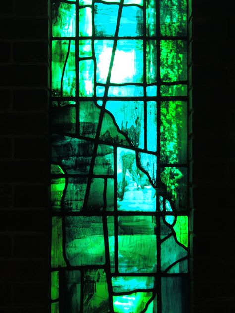 John Piper Stained Glass Window Churchill Collage Cambridge. Photo: Paul Chave Broken Stained Glass Window, Green Glass Aesthetic, Stained Glass Reflection, Green Stained Glass Window, Stained Glass Wallpaper, K Photo, John Piper, Glass Front Door, Stone Cottage