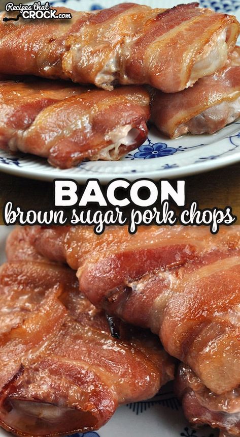 Pork Chops With Bacon, Bacon Pork Chop Recipes, Bacon Wrapped Pork Chops Crockpot, Bacon Wrapped Boneless Pork Chops, Bacon And Pork Chop Recipes, Pork Chops And Bacon, Pork Chop And Bacon Recipes, Recipes With Pork Loin Chops, Bacon Wrapped Pork Chops In Oven