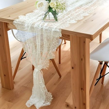 Wwbo 1pc Exquisite Floral Lace Wedding Tablecloth - Elegant Vintage-Inspired Boho Chic Decor for Wedding Engagement Bridal Shower and Romantic Events - Perfect for Indoor and Outdoor, Size:none, White Lace Wedding Tablecloth, Lace Tablecloth Wedding, Table Decor Boho, Lace Table Runner Wedding, Wedding Reception Table Decor, Wedding Party Table Decorations, Decor For Wedding, Modern Table Runners, Wedding Reception Table Decorations