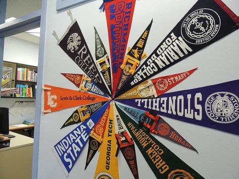 College Flags Decoration, College Pennant Display, College Words, College Theme, Lewis And Clark College, Devils Advocate, College Pennants, Vintage Collegiate, Repurposed Junk