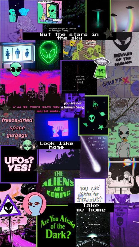 Space Alien Wallpaper, Odd Wallpapers Aesthetic, Alian Wallpapers, Alien Aesthetic Wallpaper Iphone, Alien Quotes Aesthetic, Aesthetic Alien Wallpaper, Alien Background Wallpapers, Alien Core Aesthetic, Green Alien Wallpaper