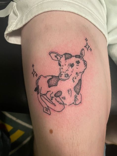 Two Headed Cow Tattoo, Two Headed Cow, Twice As Many Stars, Cow Tattoo, Stars In The Sky, Tattoo Flash Art, Star Tattoos, Flash Art, Star Sky