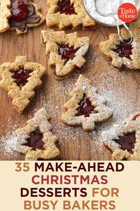 35 Make-Ahead Christmas Desserts for Busy Bakers Christmas Desert Tray Ideas, Pretty Christmas Cookie Recipes, Christmas Desserts Make Ahead, Make Ahead Christmas Treats, Festive Christmas Desserts, Christmas Dessert Boxes, Christmas Treat Boxes Sweets, Christmas Cookie Tray Ideas, Make Ahead Christmas Desserts