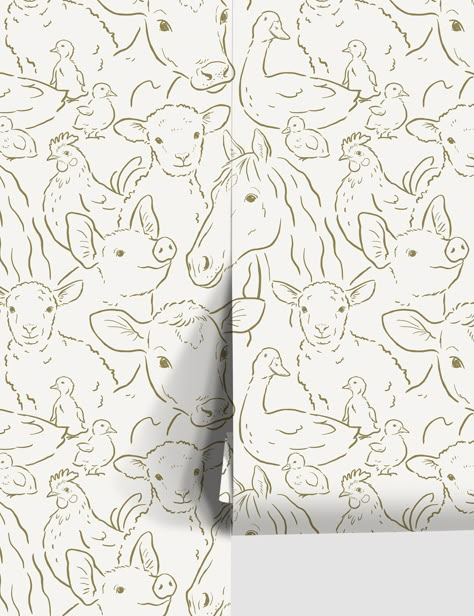 Cow Peel And Stick Wallpaper, Nursery Ideas Farm Animals, Peel And Stick Wallpaper Boys Room, Gender Neutral Farm Nursery, Farm Toddler Room, Animal-themed Nursery Ideas, Farmer Nursery, Farm Animal Wallpaper, Farm Animals Wallpaper