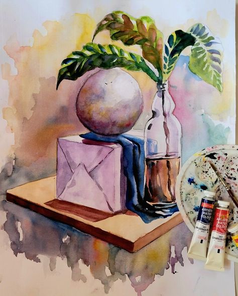 Dyarzw 74 color Object Painting Still Life, Object Drawing Still Life Watercolor Painting, Object Painting, Watercolor Portrait Painting, Object Drawing, Meaningful Drawings, Watercolor Portrait, Nature Art Painting, Painting Still Life