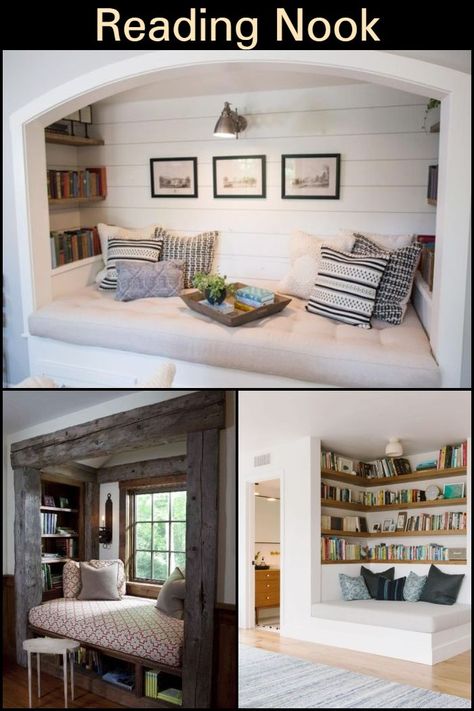 Reading Nook Ideas Book Worms Will Surely Love Reading Cubby Cozy Nook, Built In Bench Reading Nook, Reading Nook No Window, Elios Room, Nooks Cranny Ideas, Modern Attic, Comfortable Reading Nook, Reading Nook Ideas, Reading Nook Kids