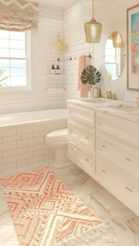 College Bathroom Aesthetic, Preppy Bathrooms, Teenage Girl Bathroom, Boho Modern Bathroom, Girl Bathroom Ideas, Cute Bathrooms, Teen Girl Bathroom Ideas, Teen Bathroom Ideas, Teen Girl Bathroom