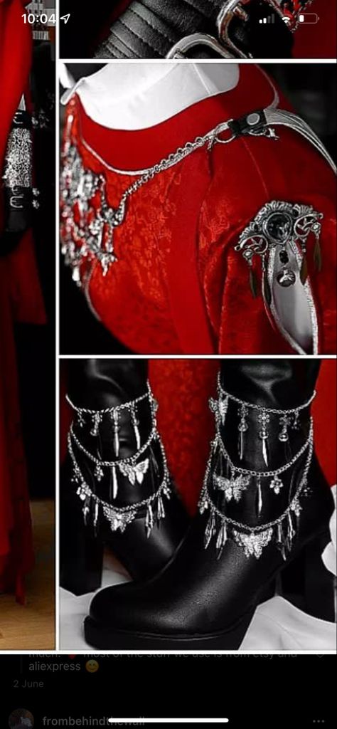 Tgcf Inspired Outfit, Hua Cheng Inspired Outfit, Hua Cheng Tattoo, Xie Lian Inspired Outfit, Hua Cheng Outfit, Xie Lian Crown Prince Outfit, Hua Cheng Jewelry, Jewelry Hua Cheng, Xie Lian Clothes