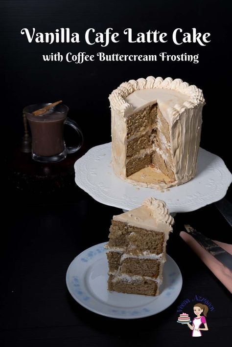 Coffee Layer Cake, Latte Cake, Espresso Cake, Coffee Buttercream, Cake Cafe, Cake Coffee, Sour Cream Coffee Cake, Flavored Coffee, Latte Recipe