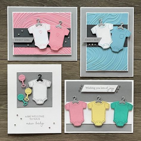 Baby Shower Cards Handmade, Stampin Up Baby Cards, Welcome Baby Cards, Baby Congratulations Card, Baby Cards Handmade, Cute Onesies, Baby's First Birthday, New Babies, Baby Themes