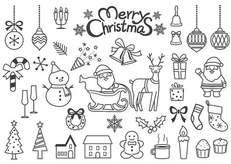 Christmas drawing Vectors & Illustrations for Free Download | Freepik Christmas Background Images, Happy New Year Banner, Merry Christmas Background, Christmas Doodles, Christmas Elements, Vector Line, Background Drawing, Christmas Tree Cards, Line Drawings