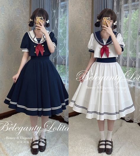 Beleganty Lolita 【-A Sailor's Dream-】 #SailorLolita “Top Wear” and “Skirt” Set

◆ Shopping Link >>> https://lolitawardrobe.com/beleganty-lolita-a-sailors-dream-sailor-lolita-top-wear-and-skirt-set_p7835.html Thing Aesthetic, Sailor Outfit, Punk Style Outfits, Outfit References, Shopping Link, Character Making, Dream Outfits, Outfit Design, How To Make Clothes