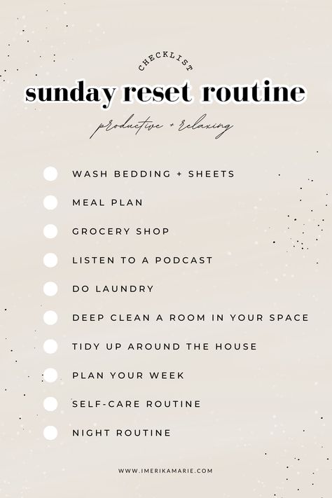 sunday reset routine checklist Sunday Reset Routine, Sunday Rest, Importance Of Self Care, Reset Routine, Sunday Reset, Sunday Routine, Self Care Bullet Journal, Free Checklist, Life Routines