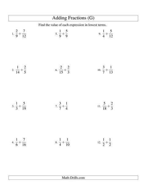 The Adding Fractions with Unlike Denominators (G) Math Worksheet Free Fraction Worksheets, Multiplying Fractions Worksheets, Basic Math Worksheets, Homework Tips, Fractions With Unlike Denominators, 7th Grade Math Worksheets, Math Fractions Worksheets, Proper Fractions, Mixed Fractions